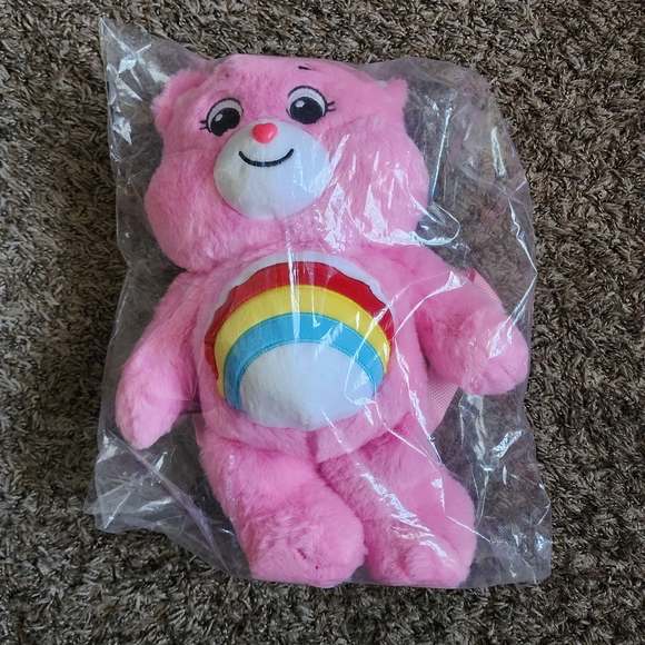 Care Bears Cheer Pink Rainbow Bear Plush Bioworld Backpack NEW - Picture 1 of 4